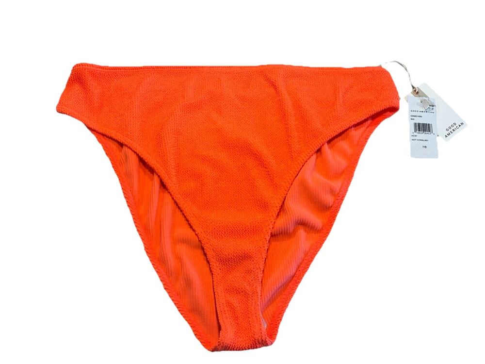 Good American Always Fits Good Waist Bikini Bottom Size 7/8 Hot Coral Orange New